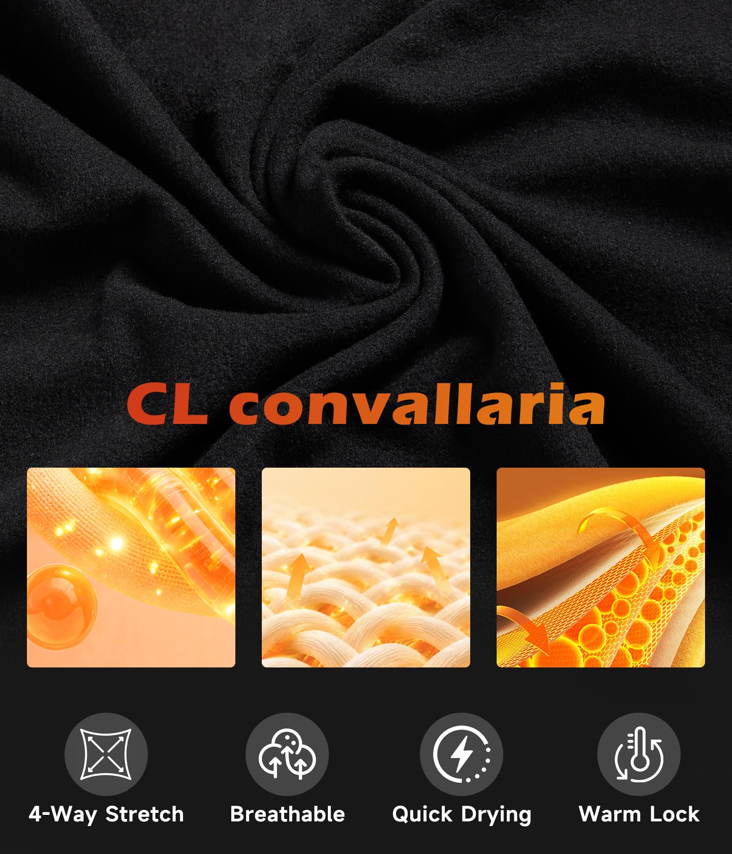 CL convallaria Confezione da 1/2/4 pantaloni termici a compressione da uomo, leggings sportivi da indossare sotto la stagione fredda, taglie S-2XL, 4 pezzi - nero x 4, XL