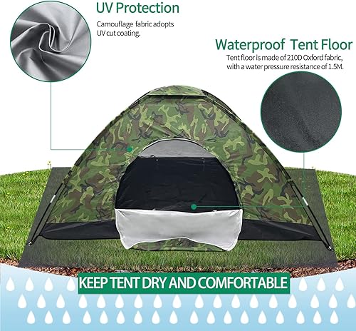 Miniatura 3 de Sutekus Tienda de campaña ligera para mochileros, equipo al aire libre de camuflaje para acampar, senderismo, ciclismo, viaje, mejorado, gran espacio