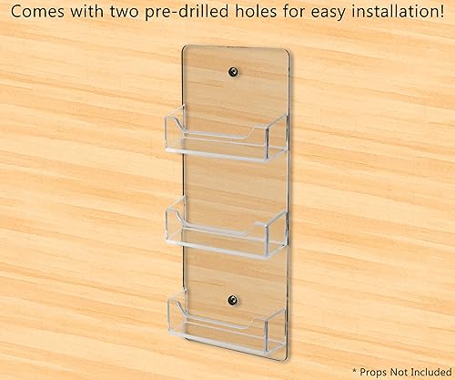 Miniatura 4 de Marketing Holders Tarjetero de 3 bolsillos para colgar verticalmente, soporte de pared con herrajes para tarjetas de regalo horizontal de 3.5 x 2