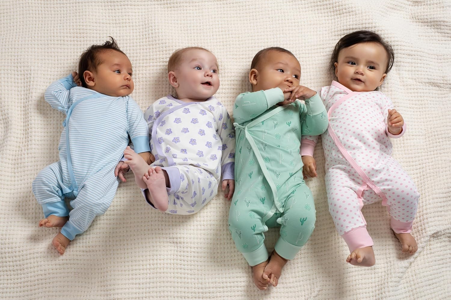 monica + andy Kimono Tie Long Sleeve One Piece, 100% Organic Baby Clothes for Girls & Boys, Preemie, Newborn & Infant - Image 2