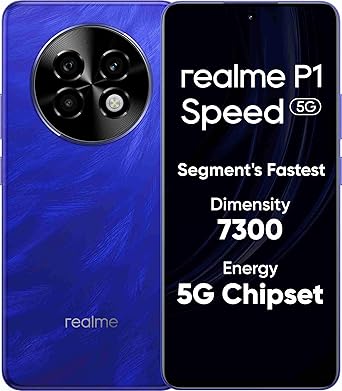 realme P1 Speed 5G (Brushed Blue, 12GB RAM, 256GB Storage)| 24GB DRAM | Expandable Upto 2TB | 6.67" Full HD+ Display | 50MP + 2MP Rear Camera | 16MP Front Camera | Dimensity 7300 Energy Processor - image, photos