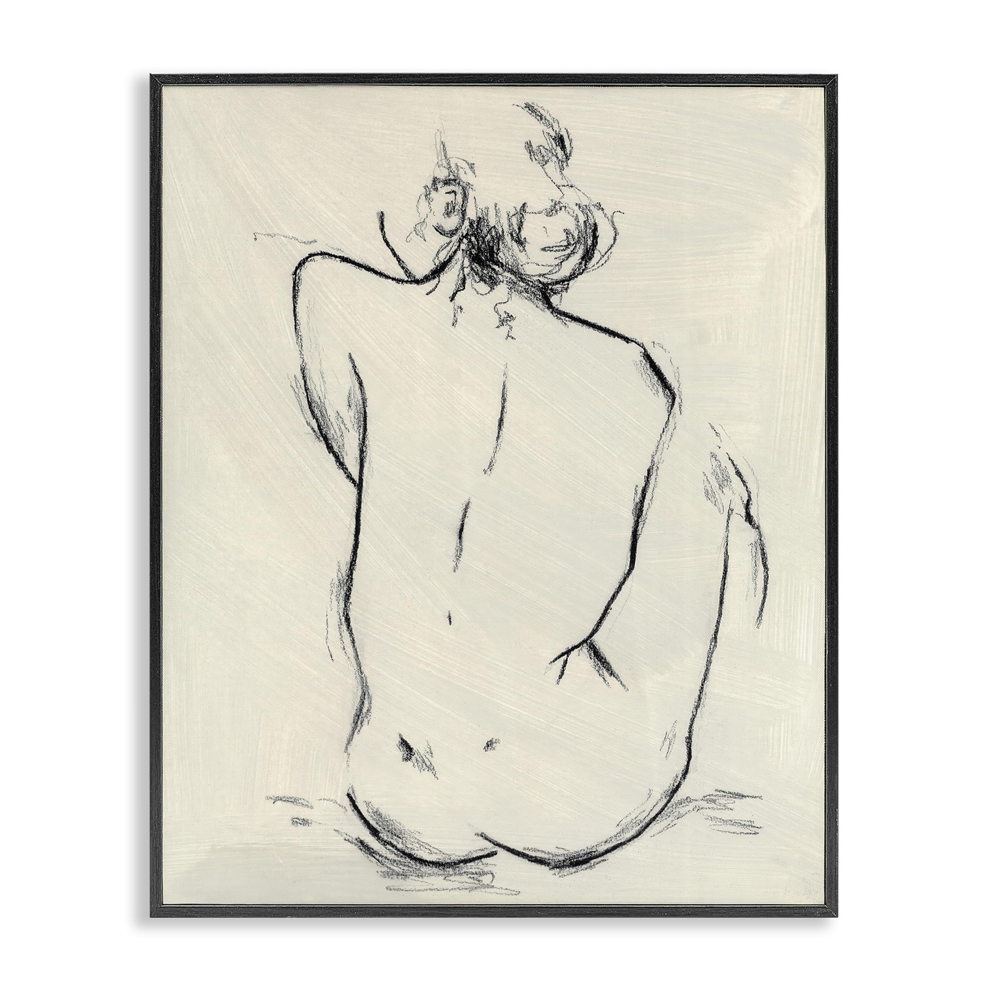Stupell Industries 'Nude Sitting Study', Framed Giclee Art, Black, 16 x 20 Inches, Easy to Hang and Sturdy, Made in USA, by Chloe Elliot