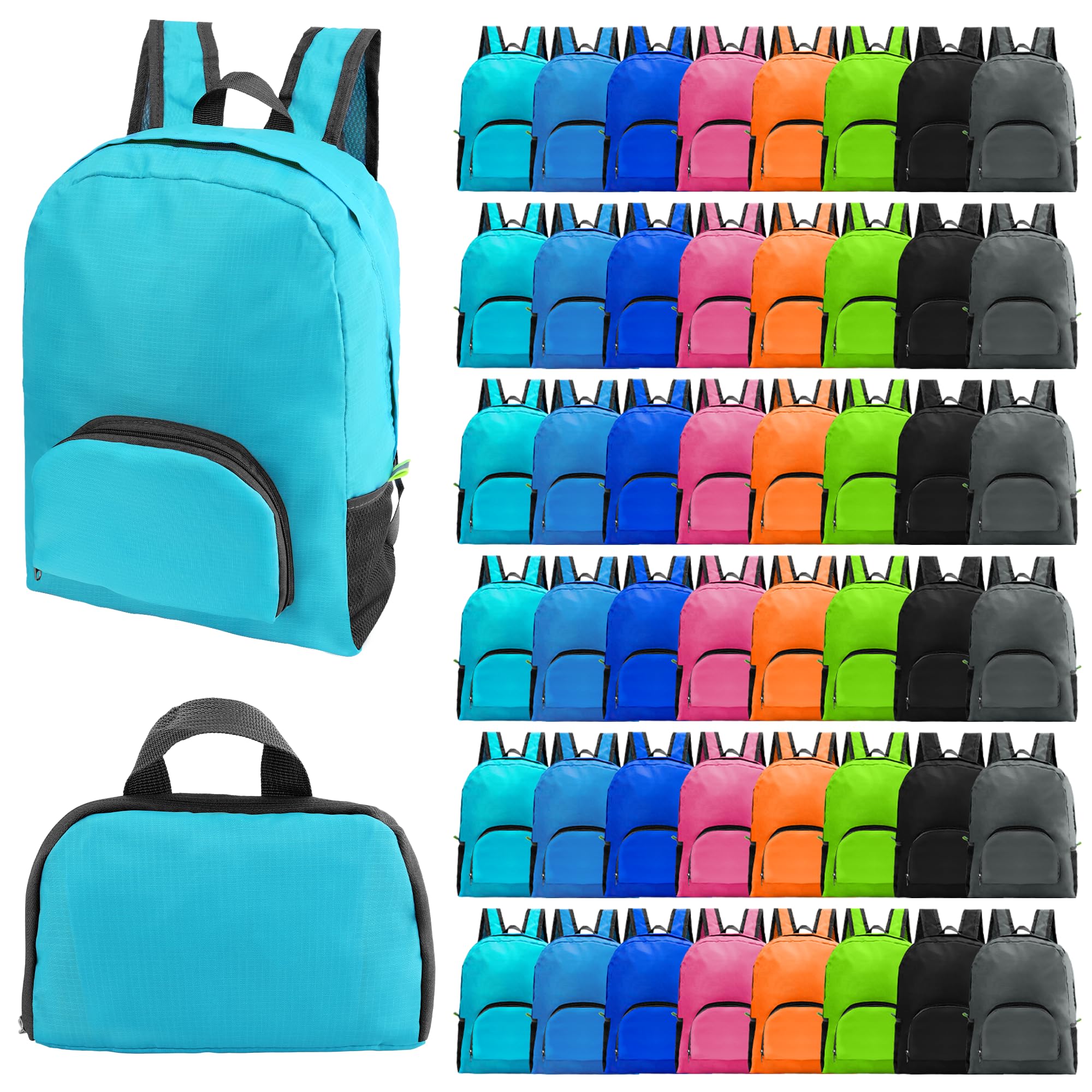 SIKEMAY 48 Pack Backpacks in Bulk, 17 Inches Basic Back Pack for Adult, Bulk Backpacks for Homeless Supplies Wholesale Backpack Lightweight Outdoor Travel Book Bags (8 Color)