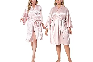 Women's Rose Flowers Silky Plus Size Satin Dressing Gown for Brides