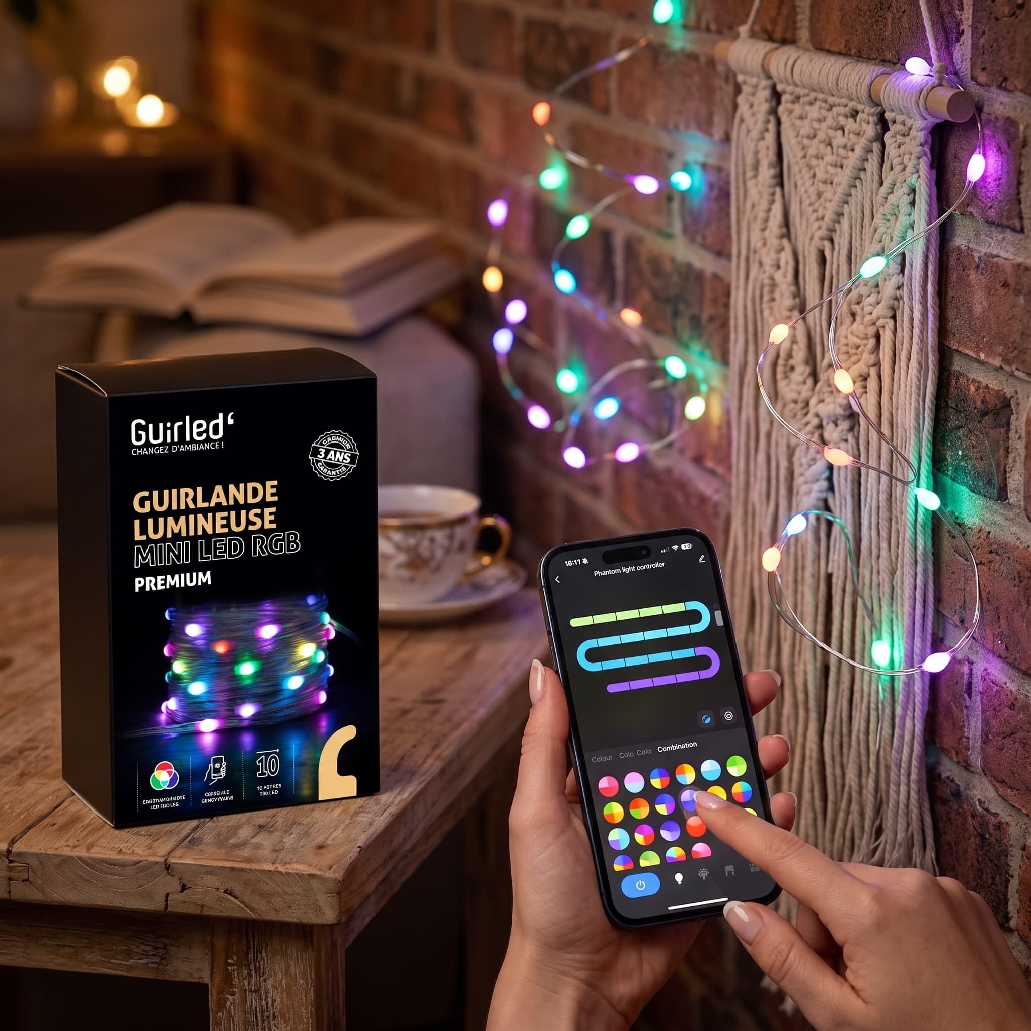 GuirLED - Guirlande lumineuse wifi mini LED RGB Premium USB - Commande Vocale - Maison connectée - Amazon Alexa & Google Assistant - Adaptateur secteur double USB 2A inclus - 100 LED 10 mètres