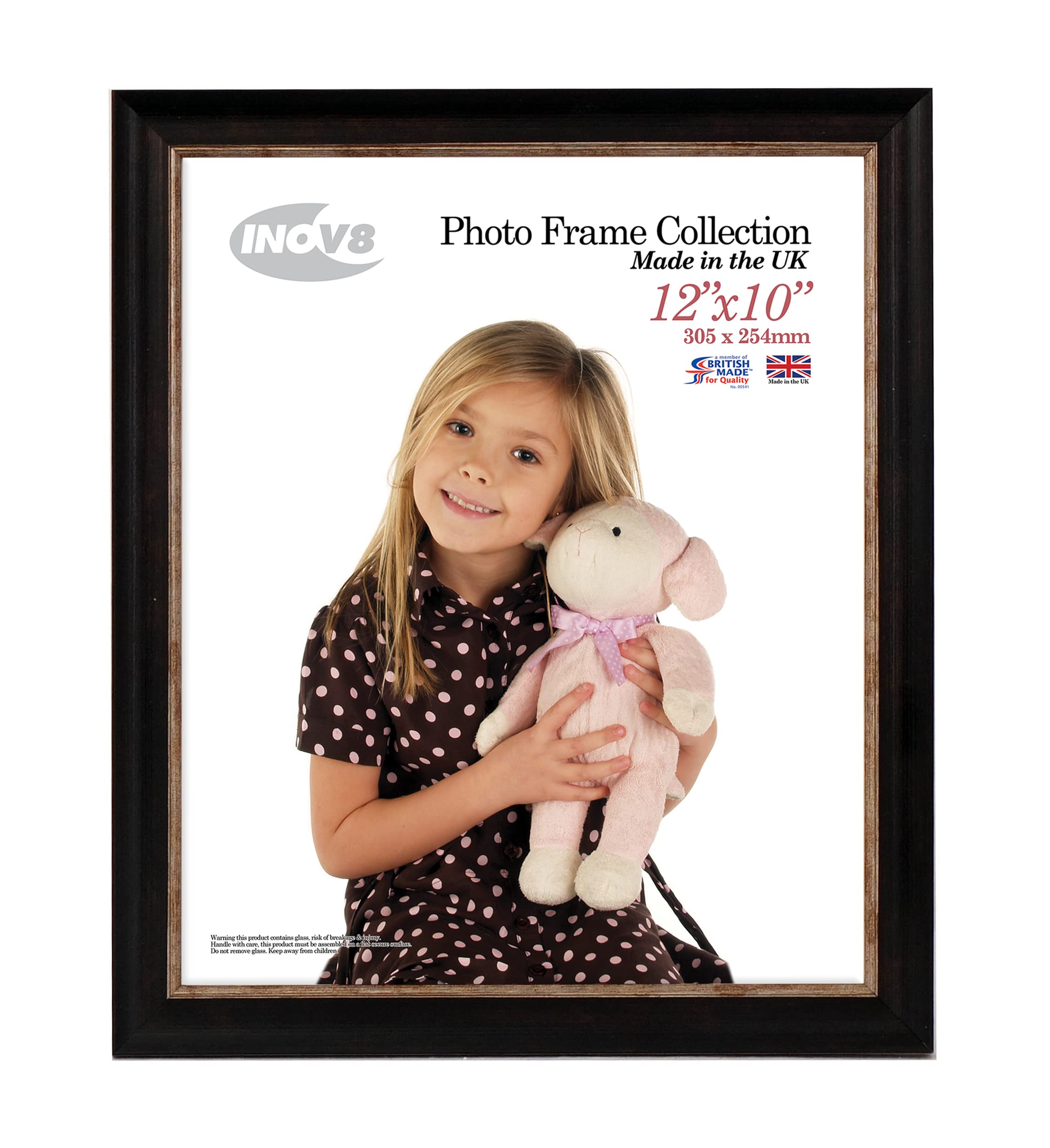 Inov8 British Made Traditional Picture/Photo Frame, 12x10-inch, Small Washed Black