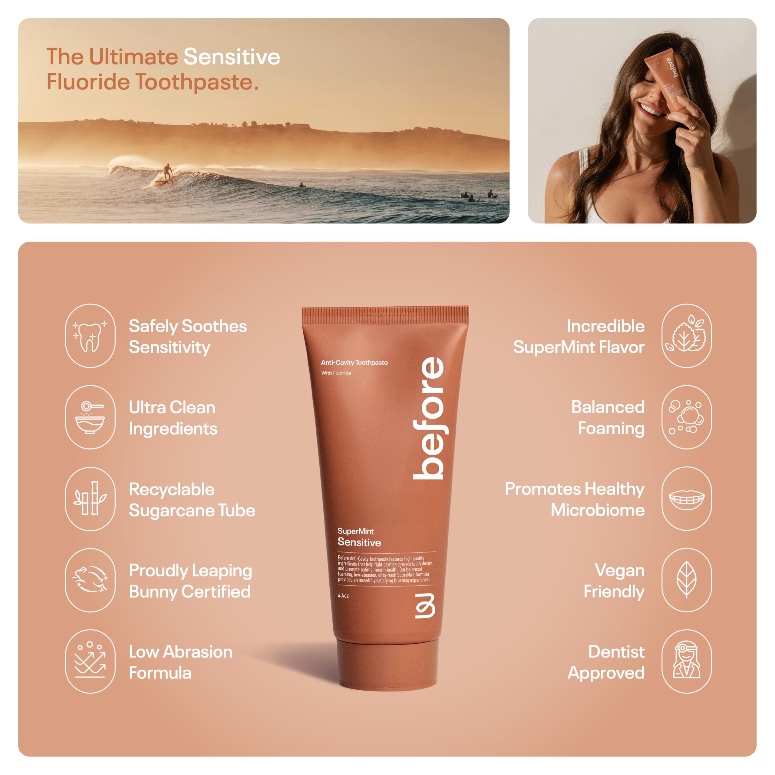 Amazon.com: Before | Sensitive Anti-Cavity Natural Toothpaste with
