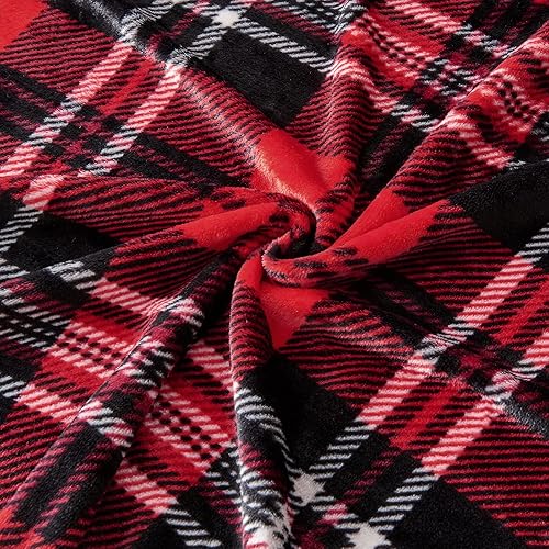 Miniatura 4 de SOCHOW Flannel Fleece Throw Blanket 60 x 80 Inches, All Season Plaid Red/Grey Blanket for Bed, Couch, Car Rojo y gris