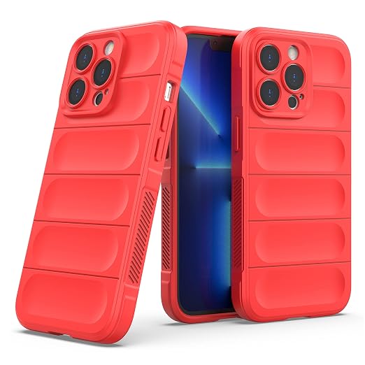 Amazon Brand - Solimo Silicone Mobile Cover for Apple iPhone 13 Pro (Silicon_Red)