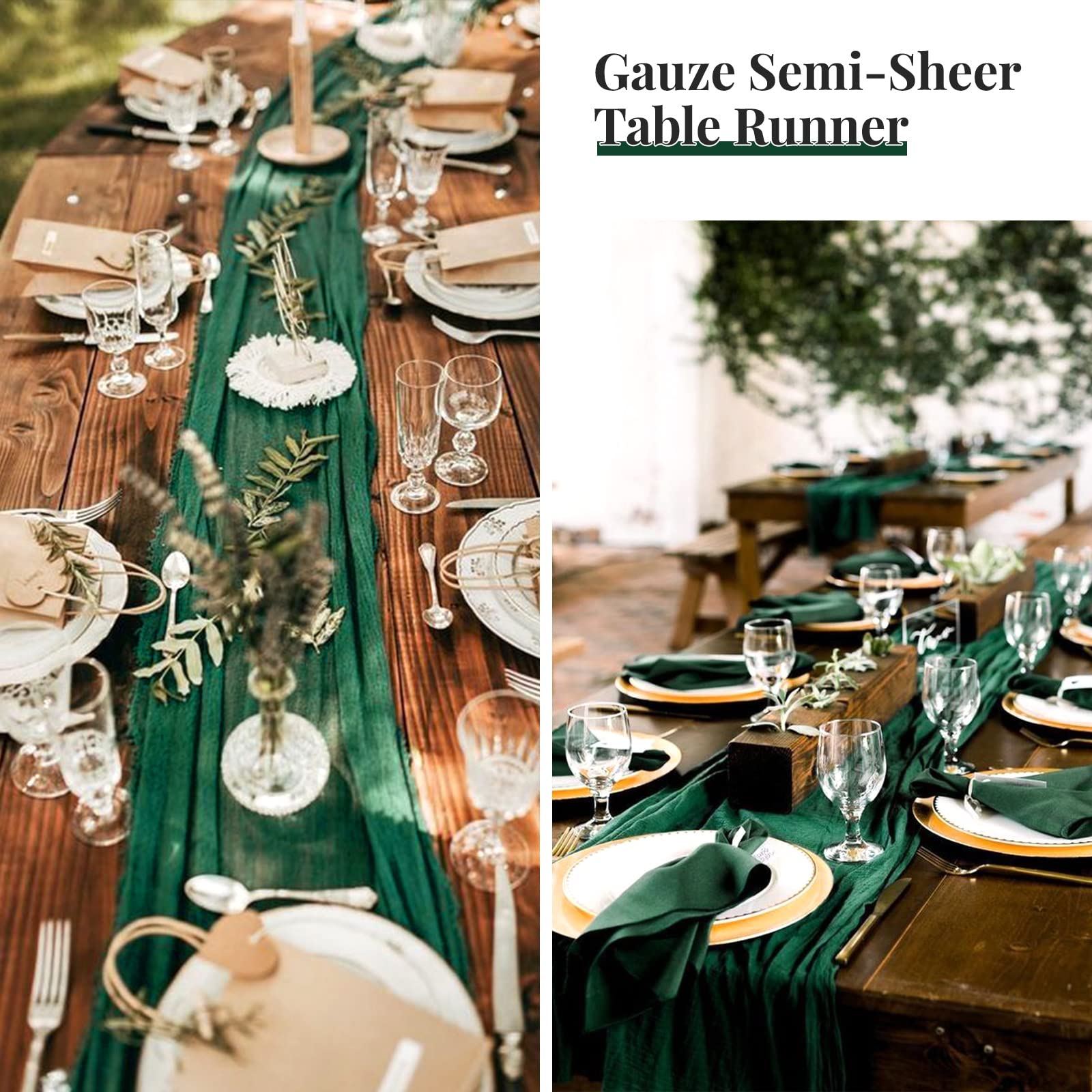 3 Runner Da Tavola In Garza - Decorazione Romantica Per Matrimoni E Feste - Foto 13