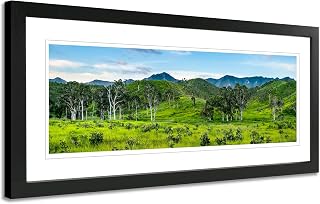 Mountain Tropical Scenery Framed Wall Art. New Caledonia Wide Vista Panoramic Photography Print.