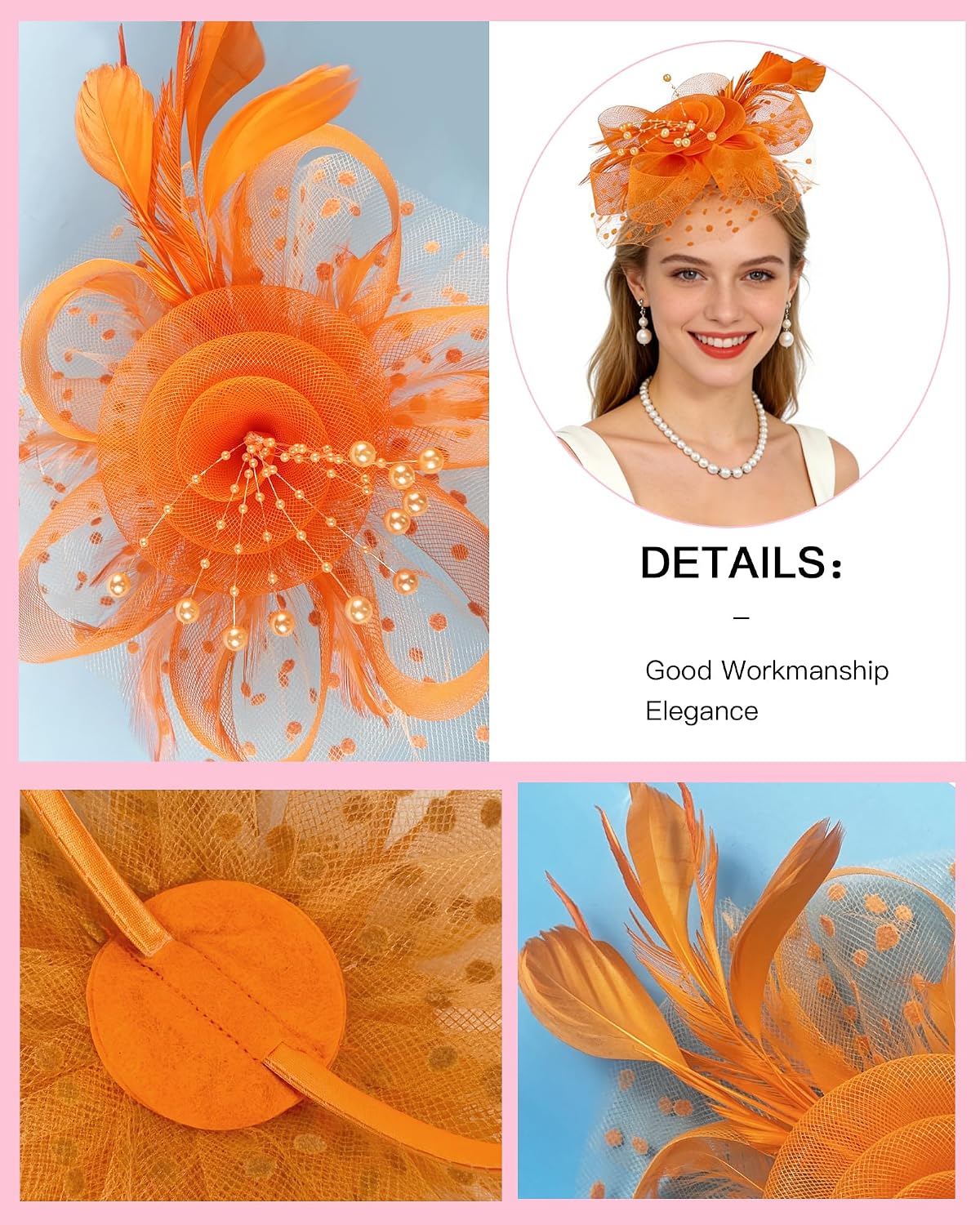 1920s Vintage Fascinators Hat Set for Women Tea Party Hats Veil Mesh Feather Headband Lace Gloves Set