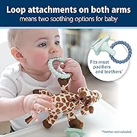 Vista 5 de Dr. Brown's Lovey Pacifier and Teether Holder, 0 Months Plus, Giraffe with Blue Pacifier