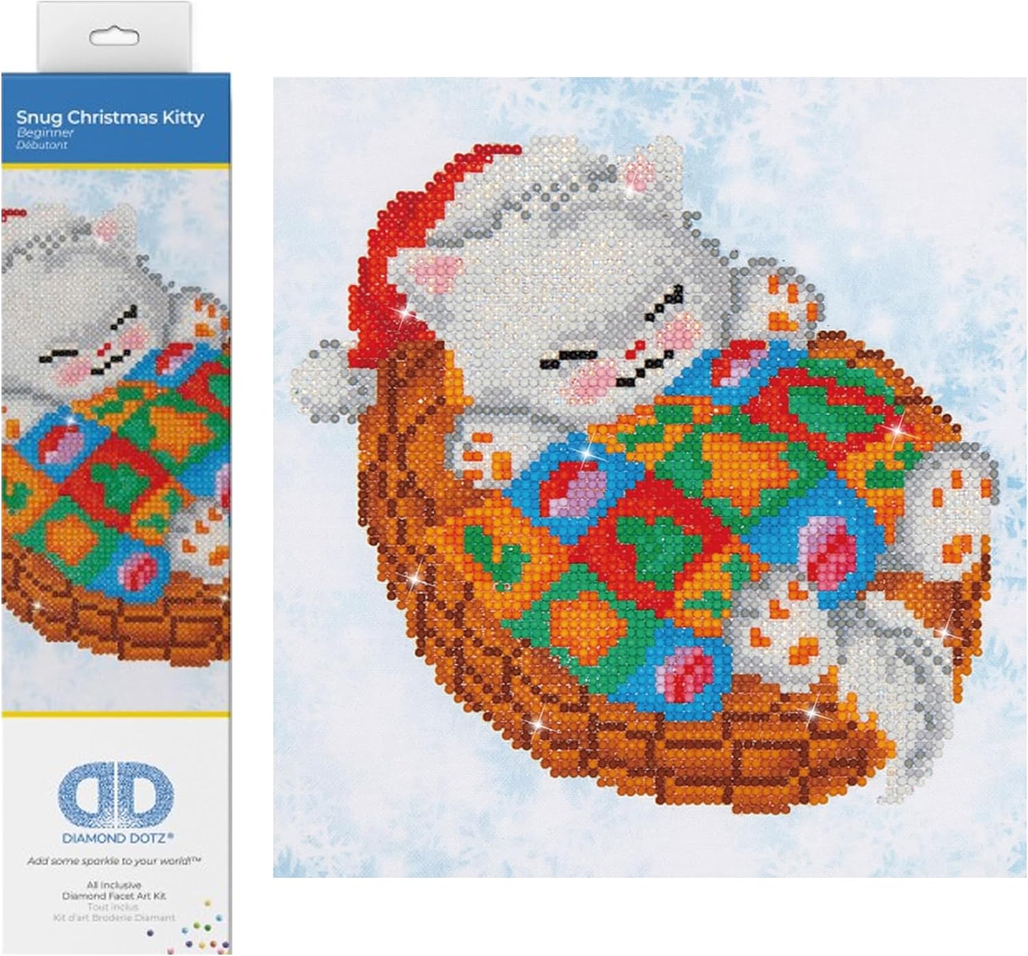 DIAMOND DOTZ Snug Christmas Kitty Cat Diamond Painting Kits for Adults - Diamond Art Kits a Relaxing Creative Craft Kit with Dotz Gems 9.5"x9.9"
