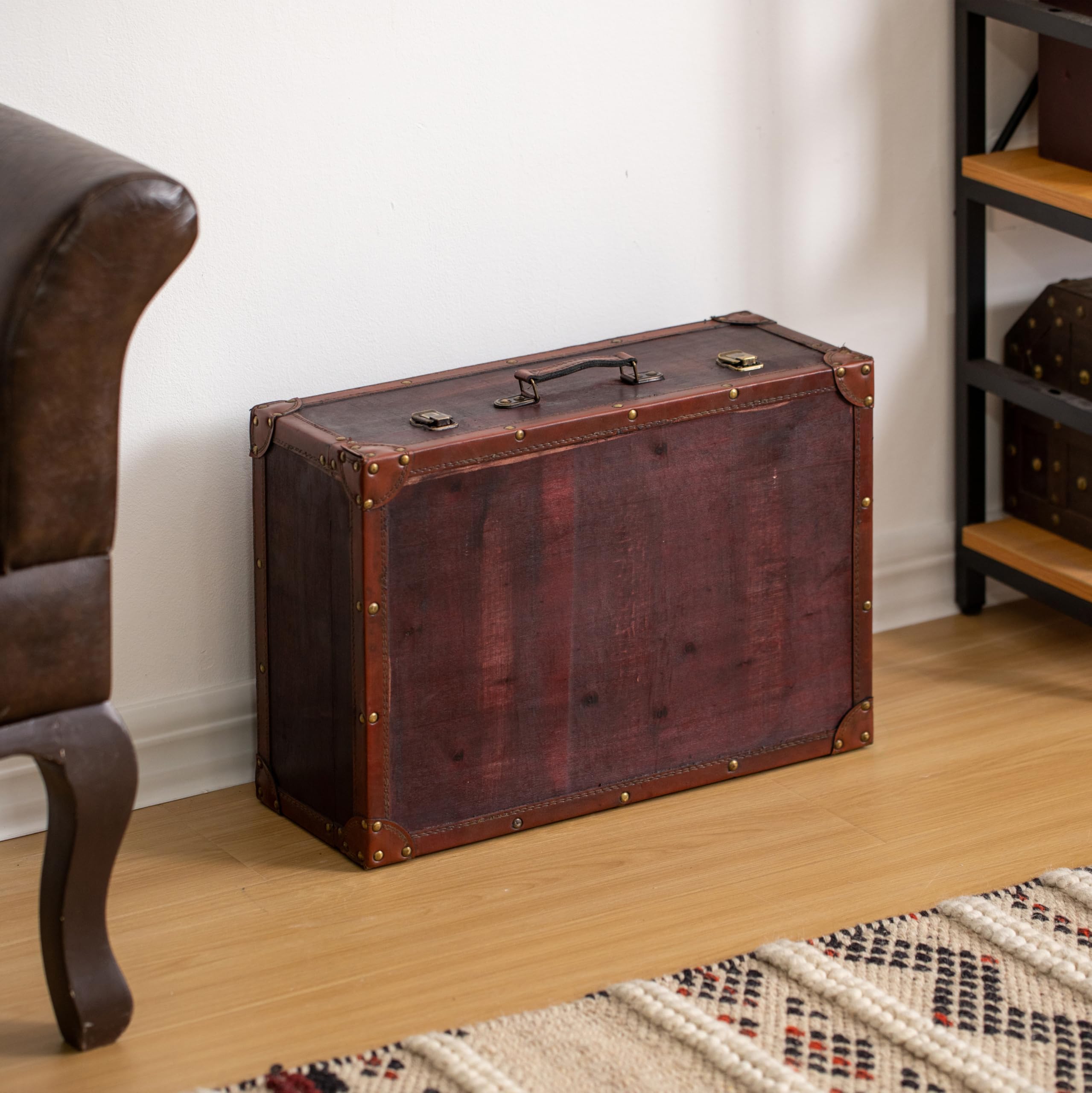 Vintiquewise Vintage-Style Decorative Wooden Display Suitcase Box