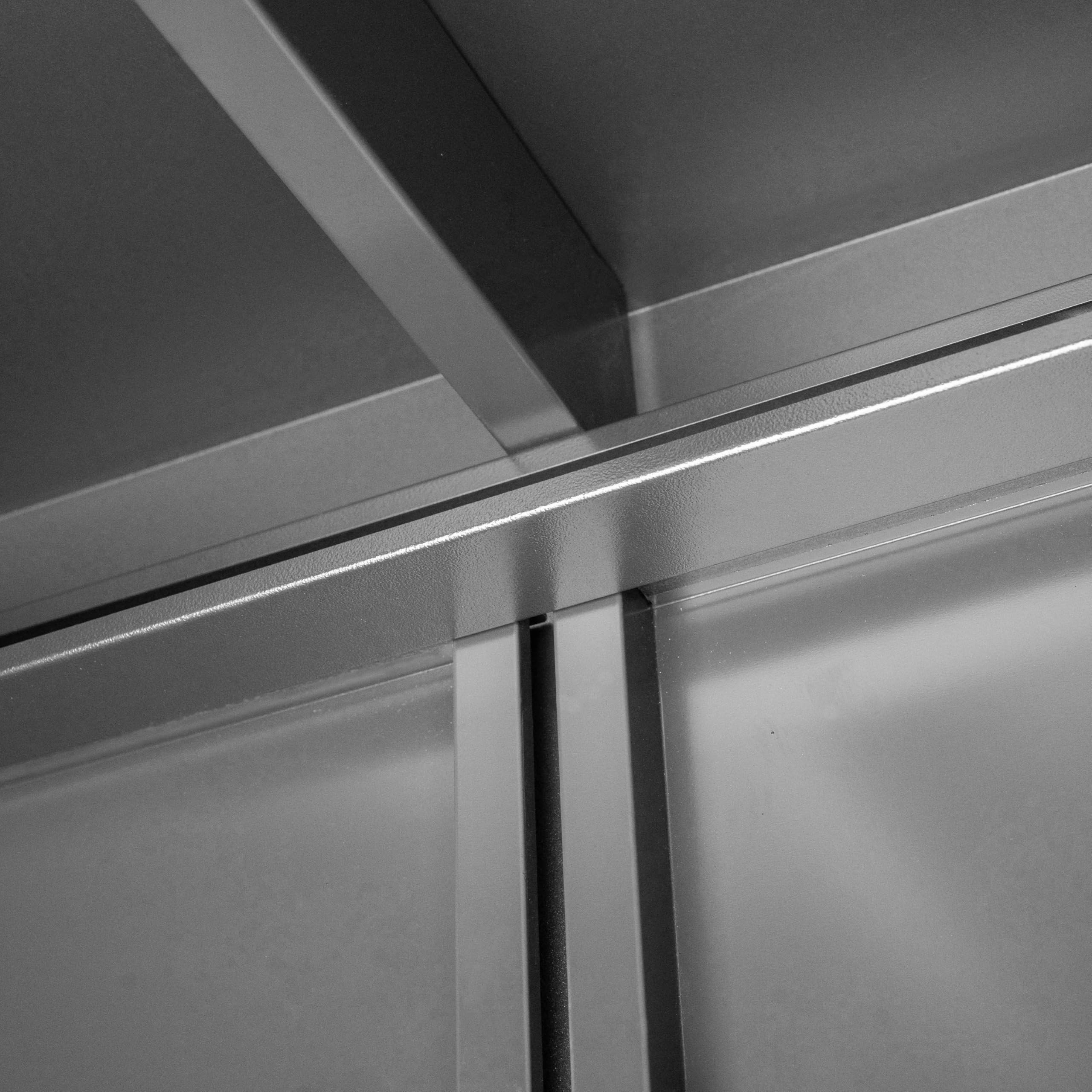 GFP Primeyard Geräteschrank Leon Metall 135x55x112 cm Gartenschrank Schiebetür anthrazit inkl. Fußboden