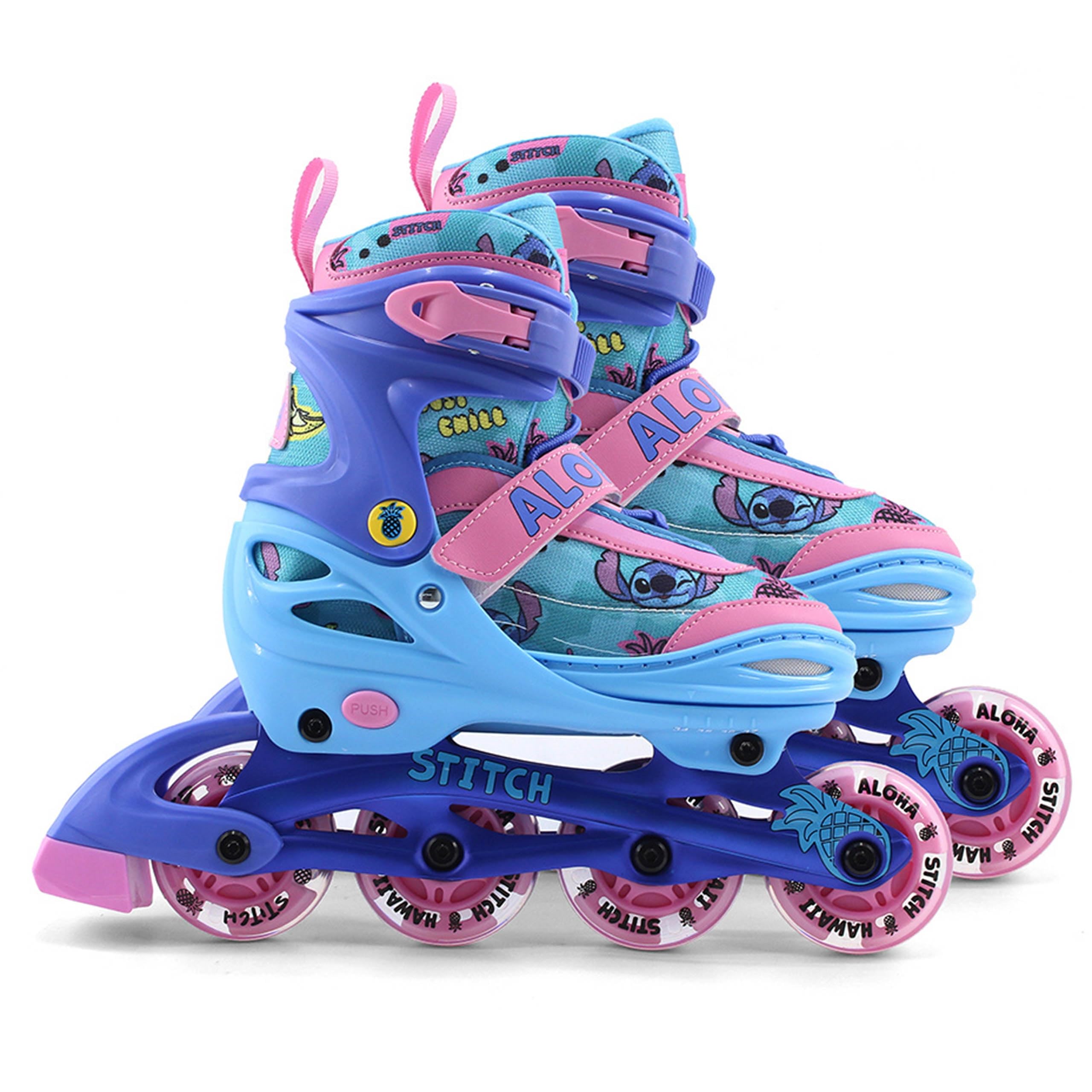DISNEY Stitch rollerblades, rollerblades for girls 3in1, adjustable, luminous LED wheels, for learning to ride. (blue, 11-13 UK) โ image 1
