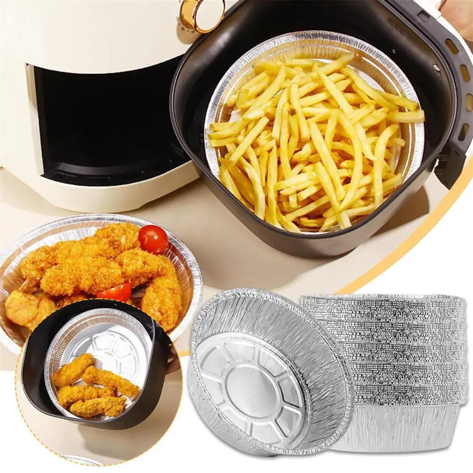 Jednorazowe naczynia kuchenne 50/100 sztuk folia aluminiowa puszka puszka na gorące powietrze frytkownica papier kosz parowy kuchnia narzędzie do pieczenia grill taca ociekowa do gotowania (50 szt.)