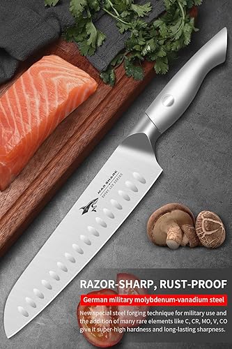 Miniatura 2 de Santoku Cuchillo de chef de 8 pulgadas, alternativa para preparación de alimentos multiusos, bien equilibrado y afilado, mango ergonómico y caja de