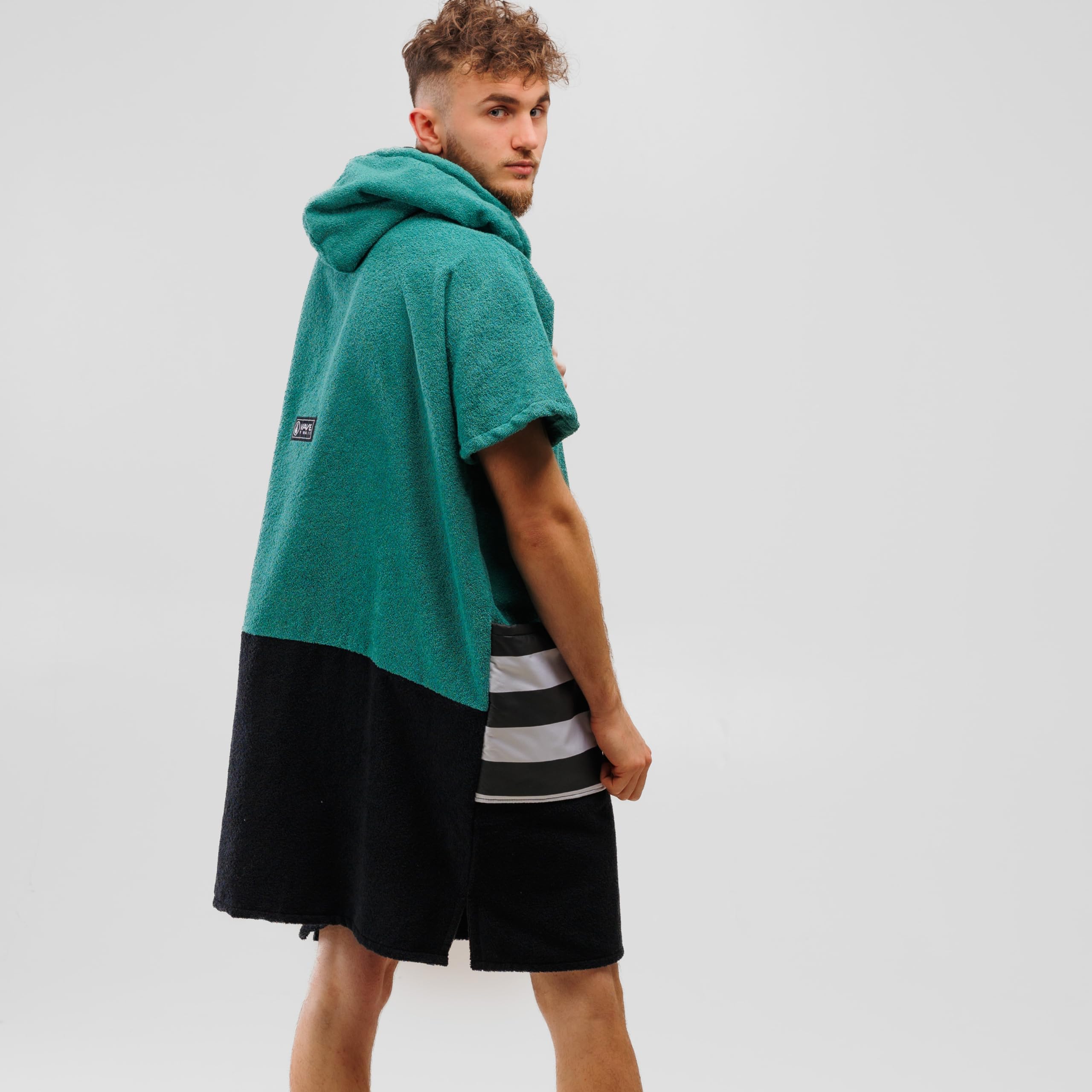 WAVE HAWAII Poncho Faro - Poncho de surf, 100% algodón, para tallas de cuerpo de 160 – 190 cm, para natación, playa, surf, toalla de baño con poncho de ducha para mujer, hombre y adulto, M/L