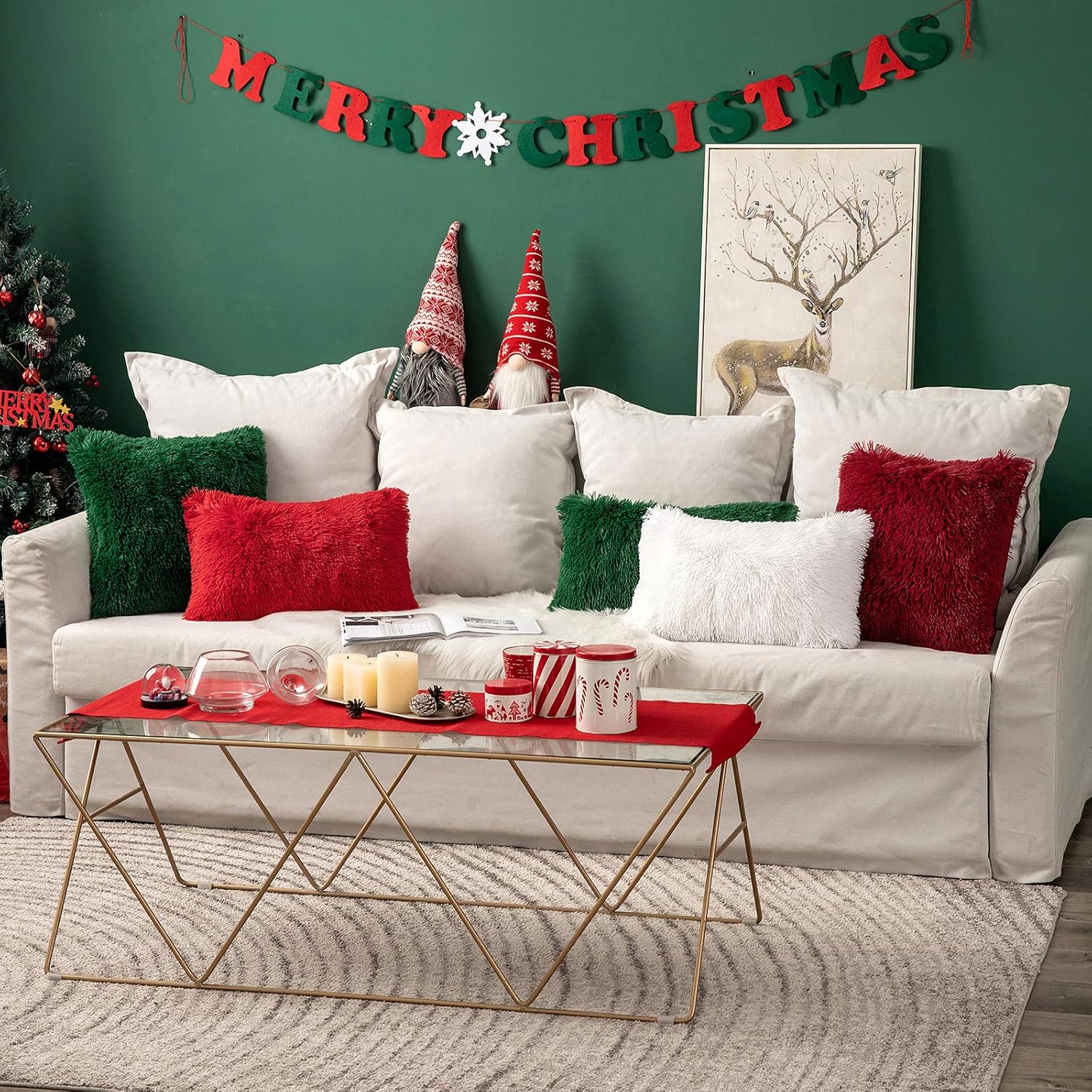 MIULEE Pack of Decoration 2 Luxury Faux Fur Throw Pillow Covers Deluxe Spring Cute Decorative Plush Pillow Case Cushion Cover Shell for Sofa Bedroom Car 20x20 Inch White - Image 5