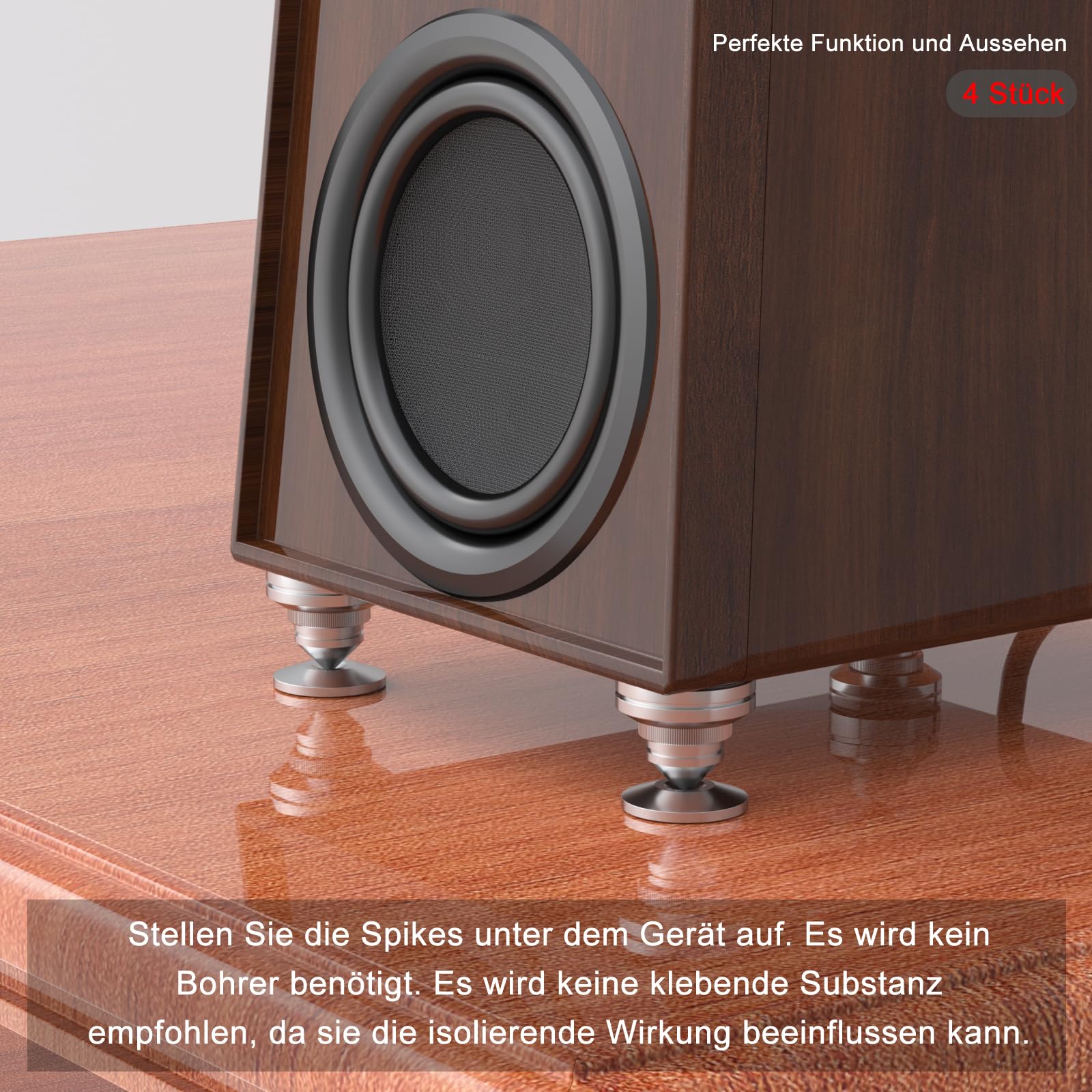 Monosaudio Lot de 4 pics de haut-parleur haut de gamme, pieds d'isolation HiFi, amortisseurs pour platine, caisson de basses, DAC, lecteur CD et amplificateur