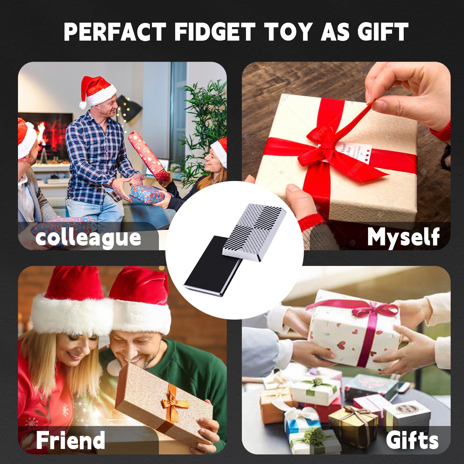 Fidget Slider z metalu – magnetyczny klik i suwak, płynny ruch ślizgowy z dźwiękami, antystresowy dla dorosłych z ADHD / lękiem, gadżet na biurko EDC, do biura i domu, prezent srebrny