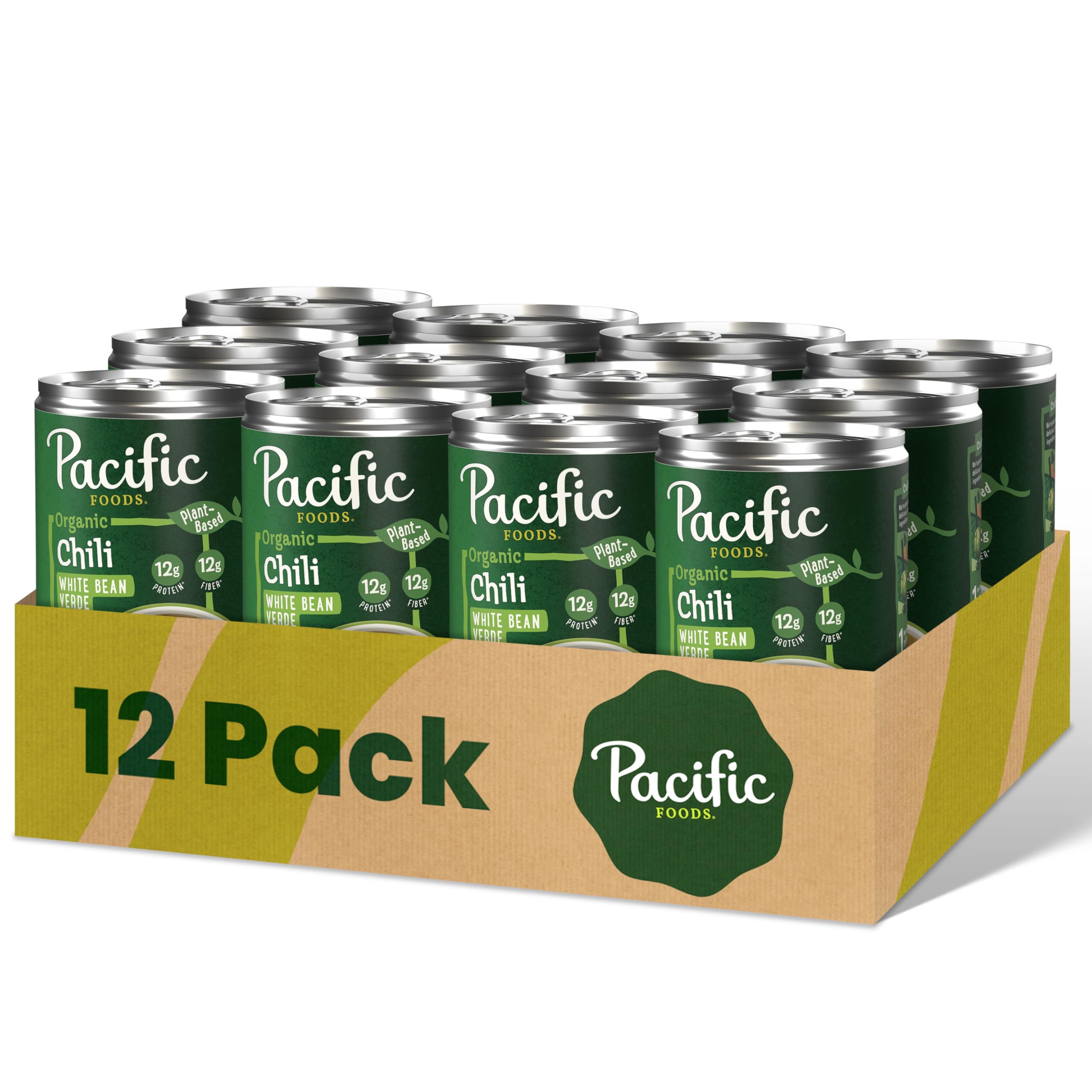 Pacific Foods Organic White Bean Verde, Chili, Plant Based, Dairy Free, 16.5 Ounces (Pack Of 12)