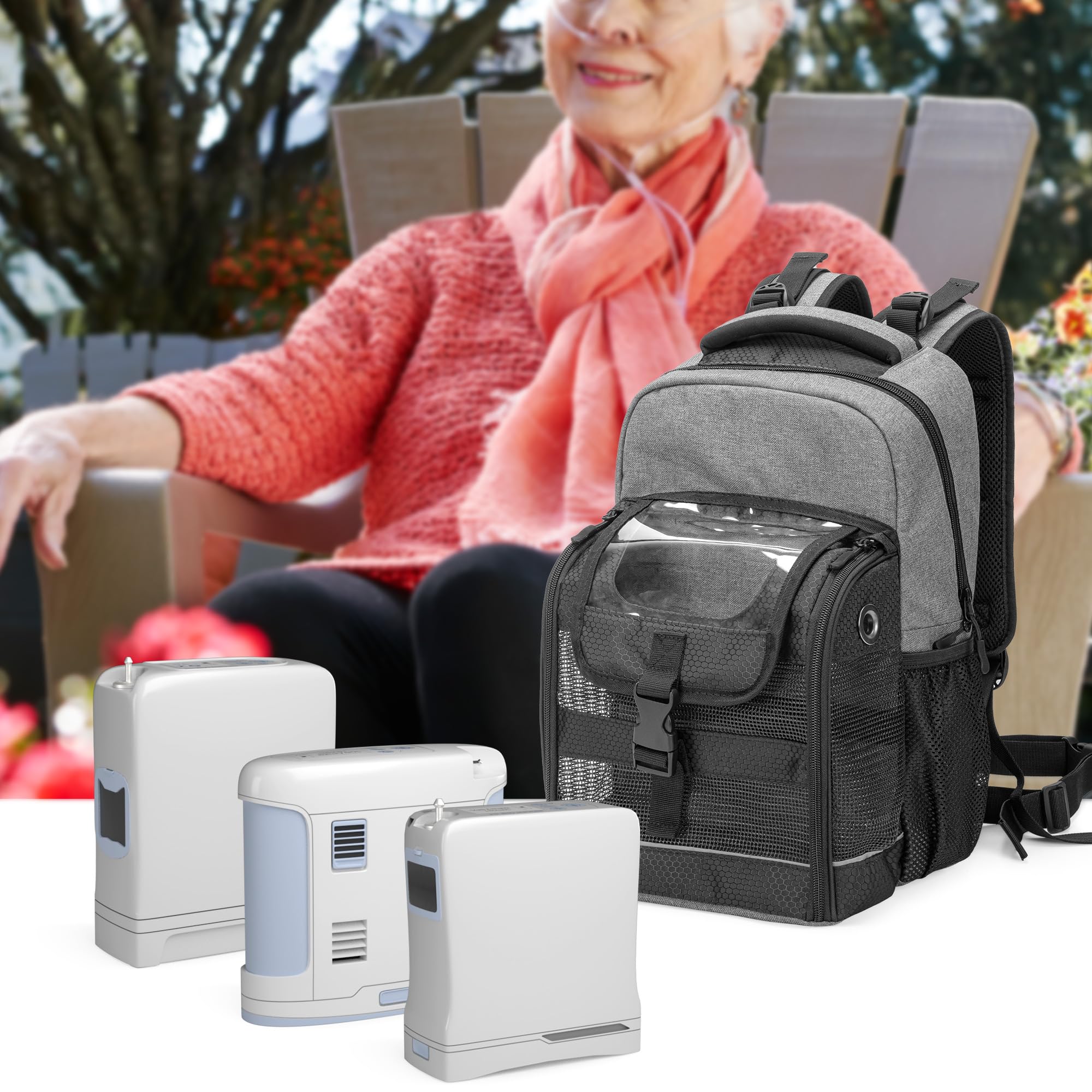 Trunab Porta Concentrador de Oxigeno Portatil Mochila, Bolsa para Máquina Concentradora de Oxígeno Compatible con SimplyGo Mini Inogen One, Cairo Freestyle Comfort, Oxygo (Versión Mejorada)
