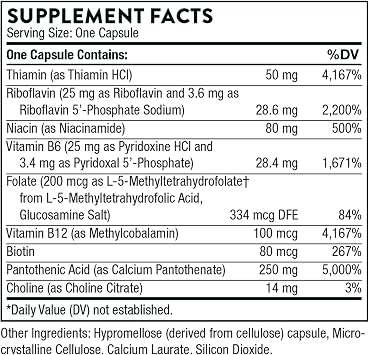 Thorne Vitamin B Supplement, Stress B Complex, Pantothenic Acid Strengthening, 60 Capsules, Set of 2, Total 120 Capsules / 120 Servings