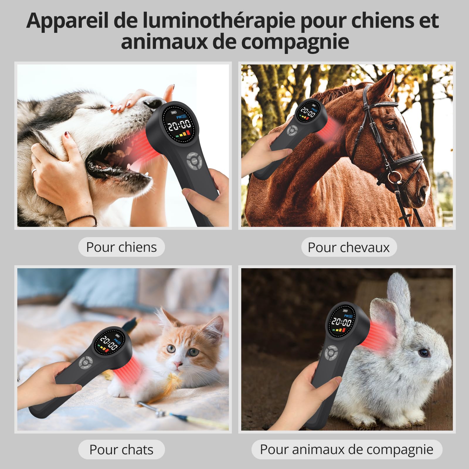Thérapie par lumière rouge proche infrarouge Toponechoice, 4 x 980 nm + 4 x 810 nm + 16 x 660 nm, appareil portable de luminothérapie rouge pour soulager la douleur, bâton de luminothérapie rouge pour