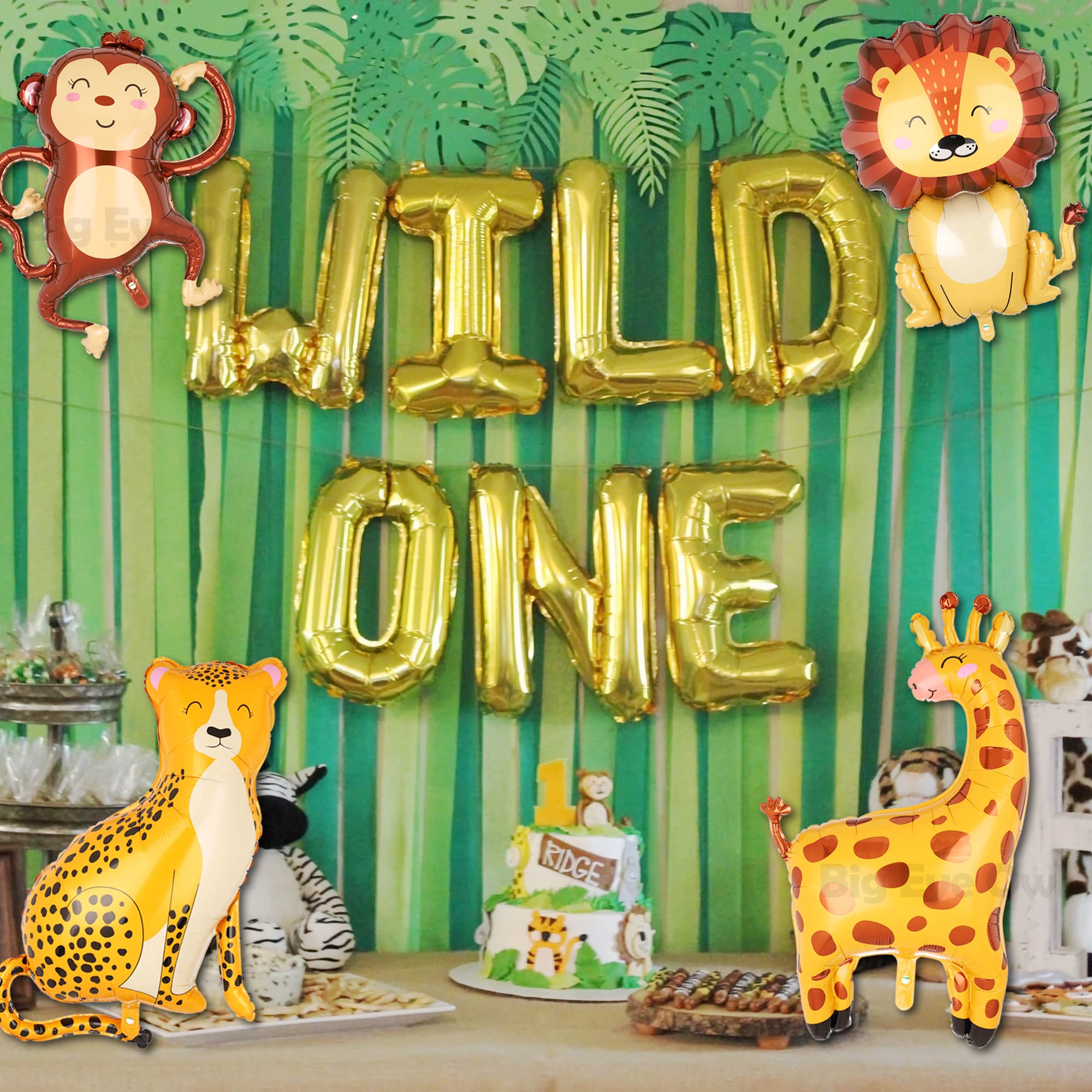 6-teiliges Dschungel-Safari Luftballon-Set Mit Löwe, Leopard, Elefant, Giraffe, Zebra & Affe – Perfekt Für Tier-Themenpartys
