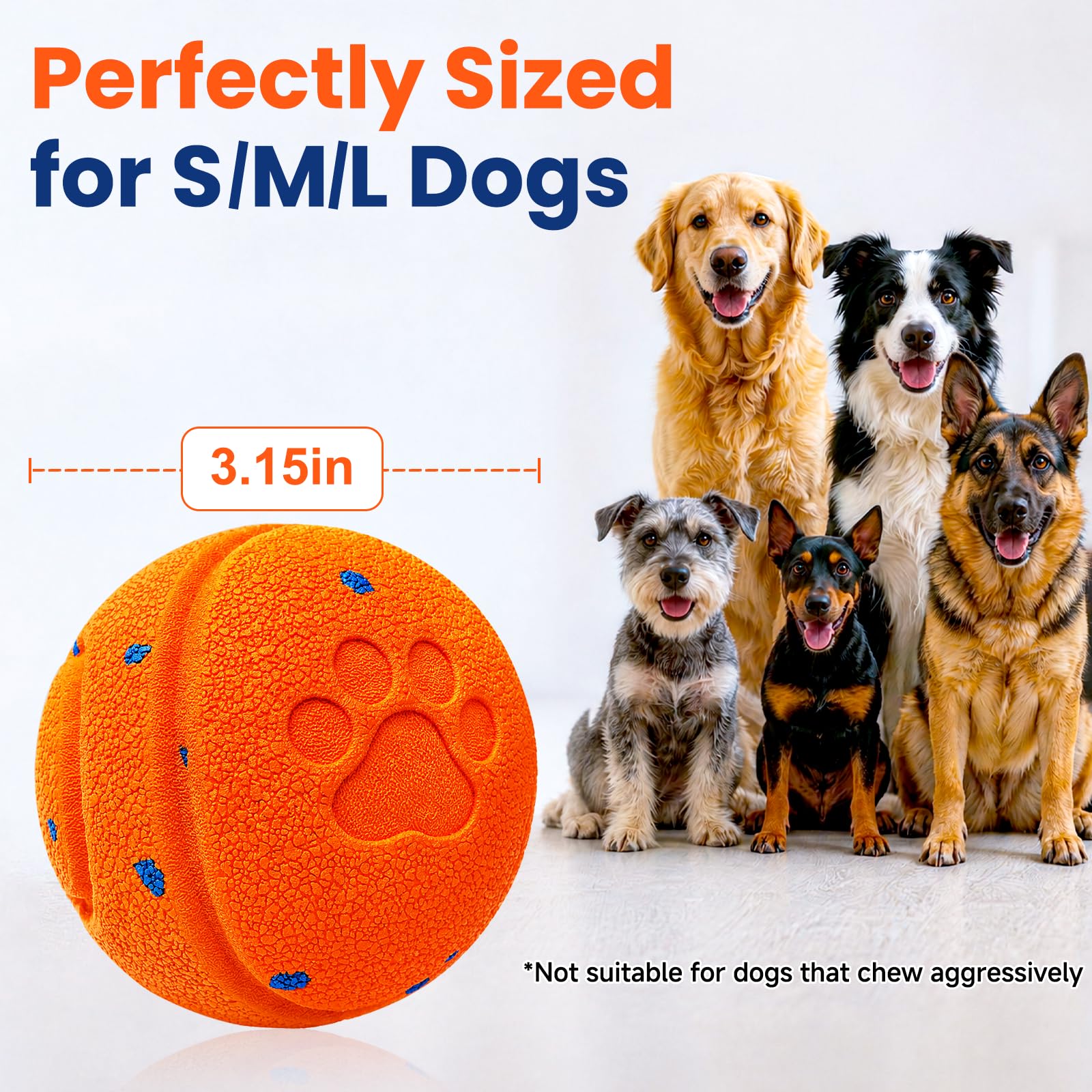 Jouet interactif intelligent pour chien pour les garder occupés, mouvement automatique, matériau E-TPU, 3 modes interactifs, étanchéité IPX7, rechargeable par USB, balle de roulement active pour chiot