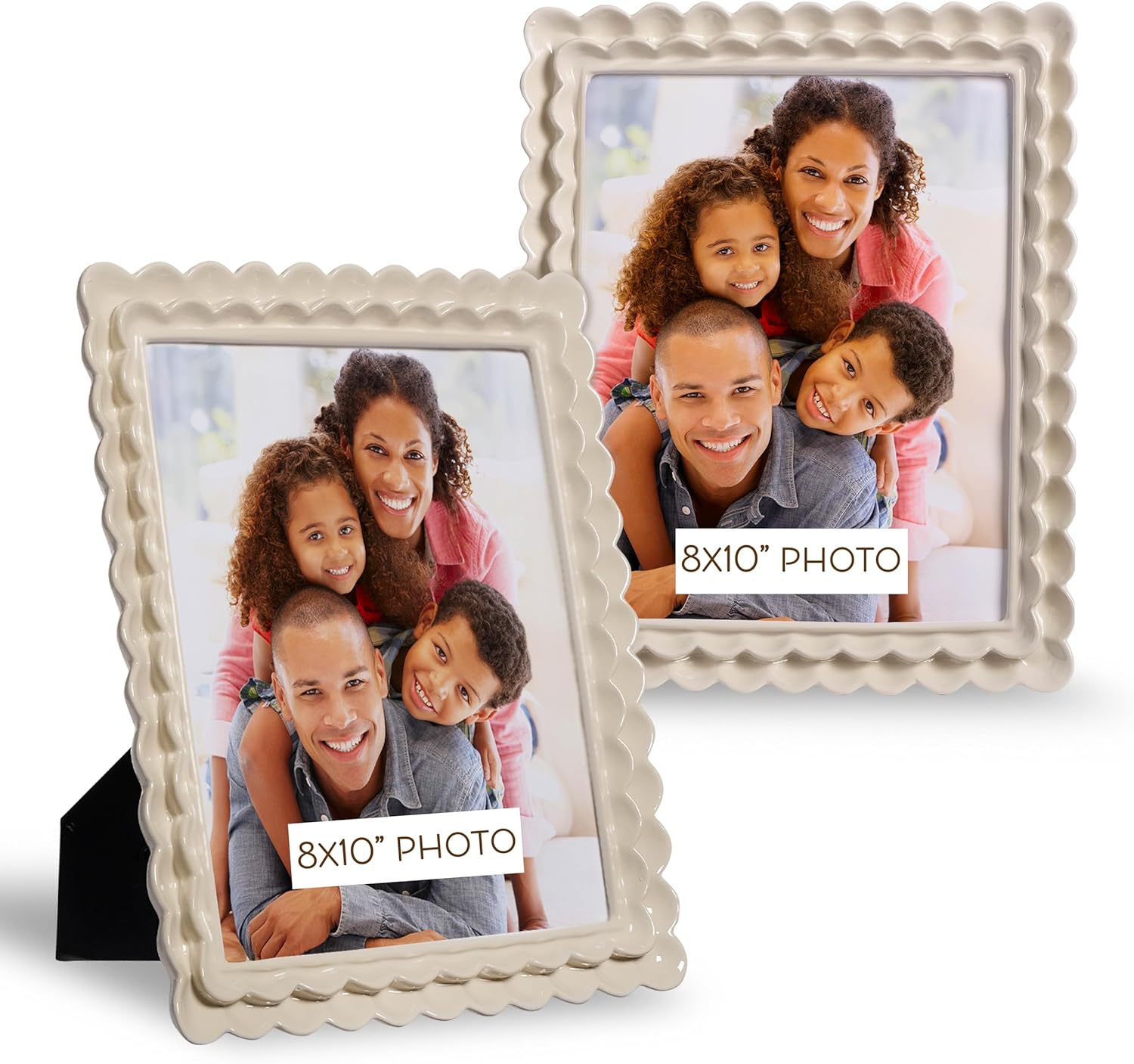 Sheffield Home Ruffle Edge Resin Picture Frame Set, Decorative Scalloped Photo Frame for Tabletop Display, 8x10, Ivory