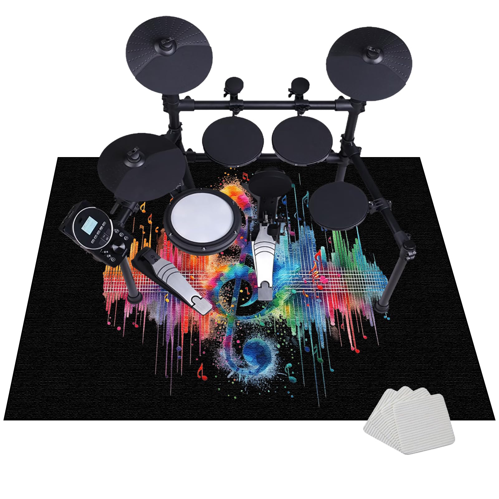 Trommel Teppiche rutschfeste | Schallschutz Matte Drum Teppich 200 x 160 cm | Schlagzeug Teppich | Elektrisches Schlagzeugteppich | Quadratische Schallschutzdecke für E-Drum-Kits Bass Drum Snare