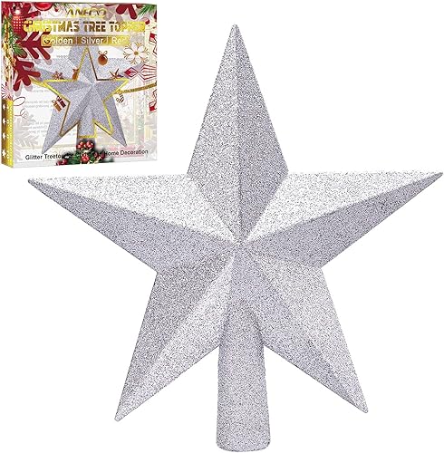Aneco - Estrella con brillantina para decorar el arbolito de navidad, decoración para la parte de arriba del arbolito