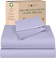 Vista 32 de California Design Den Juego de 2 sábanas individuales - 100% algodón orgánico, sensación de percal crujiente y transpirable, sábanas blancas