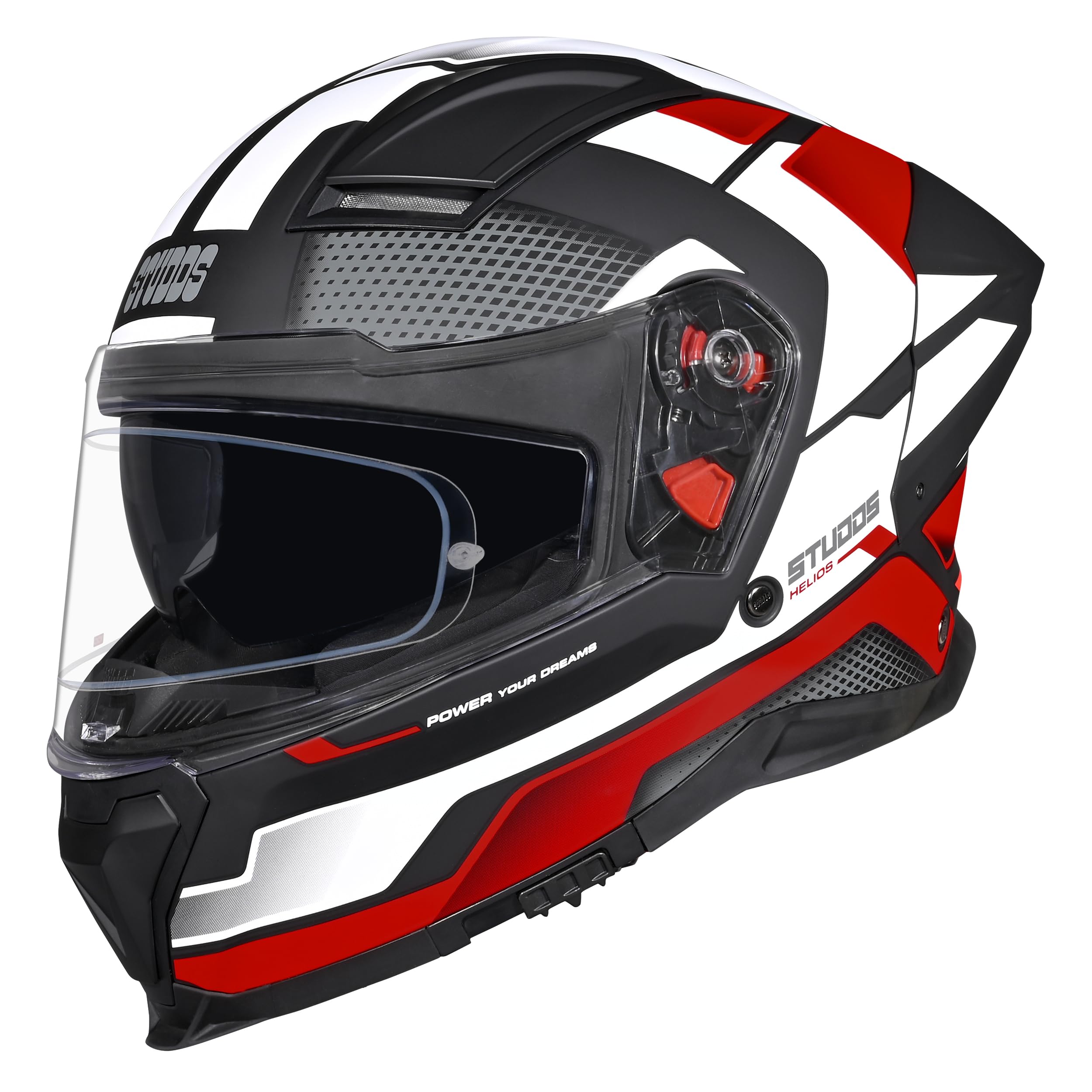 Helios Asphalt Full Face ISI and DOT Certified Helmet with Dual Visor MATT Black & RED - XL-image-9