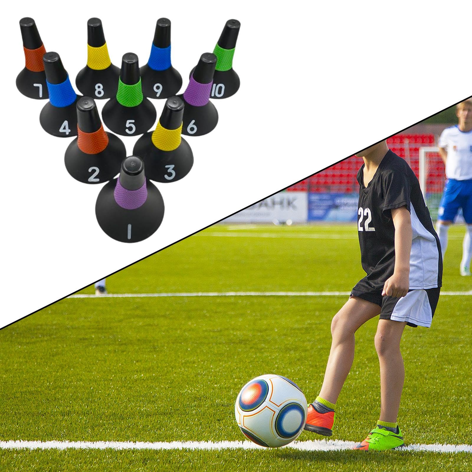 QSTDGVPW 10x Soccer Cones Horns Shaped Sign Barrel Roadblocks Signs Football Markers for Fitness Sport