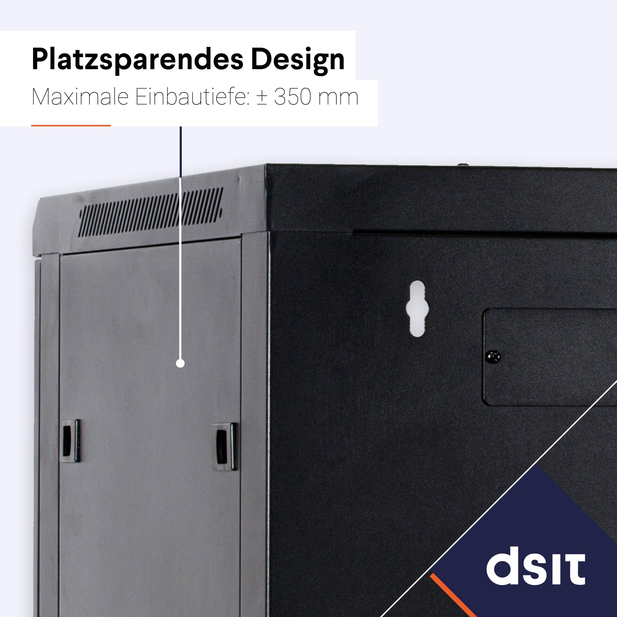 Baseline 19 Zoll 4 HE Netzwerkschrank mit Glastür 600x450x280mm (BxTxH) - Schwarz - Traglast 50 kg - Wandmontage - Serverschrank - Wandgehäuse - Server Rack - Server Enclosure