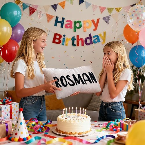 Miniatura 6 de Almohada lumbar bordada personalizada con nombre, almohadas de lino personalizadas con nombres con monograma para sofá cama, funda de almohada de