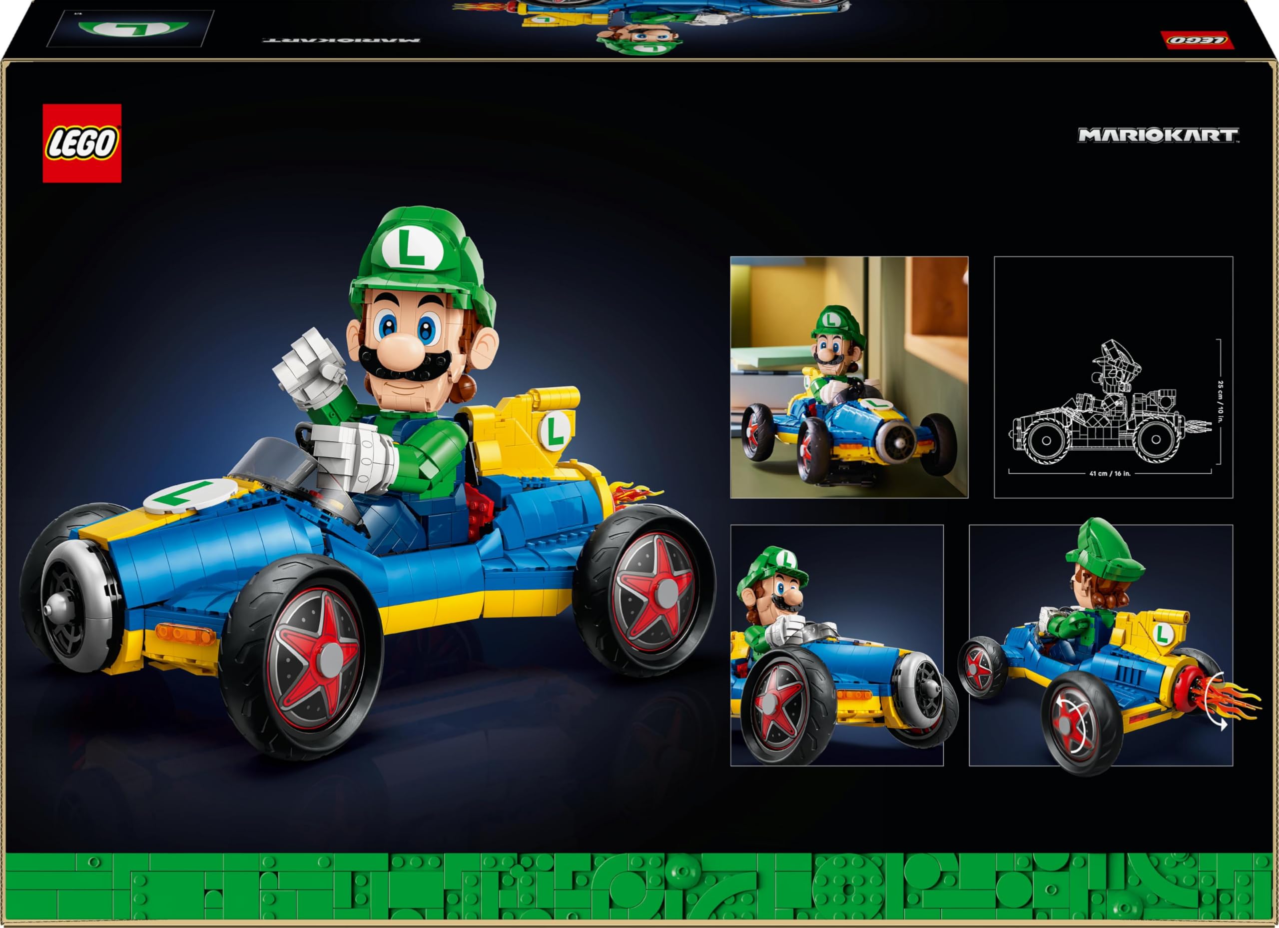 LEGO Super Mario Mario Kart— Luigi i Mach 8 72050 | Model z figurką, zestaw kolekcjonerski dla fanów gier Nintendo, pomysł na prezent 18+, gamingowa dekoracja, 2234 elementy