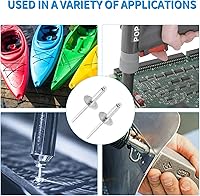 Vista 6 de 120 remaches ciegos de aluminio, surtido de remaches de 3/16 x 1/2 pulgadas, color plateado