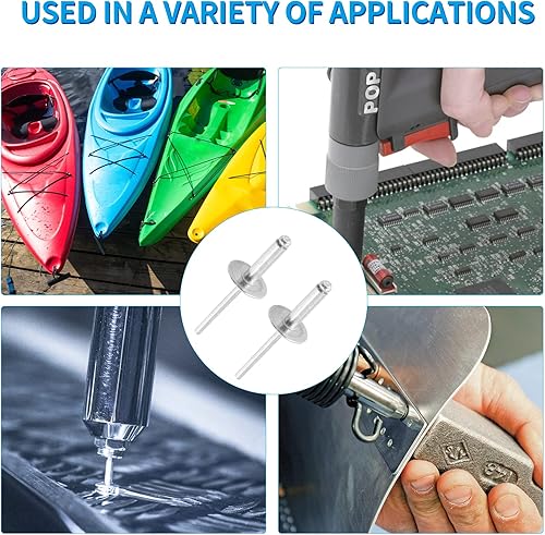 Miniatura 6 de 120 remaches ciegos de aluminio, surtido de remaches de 316 x 12 pulgadas, color plateado