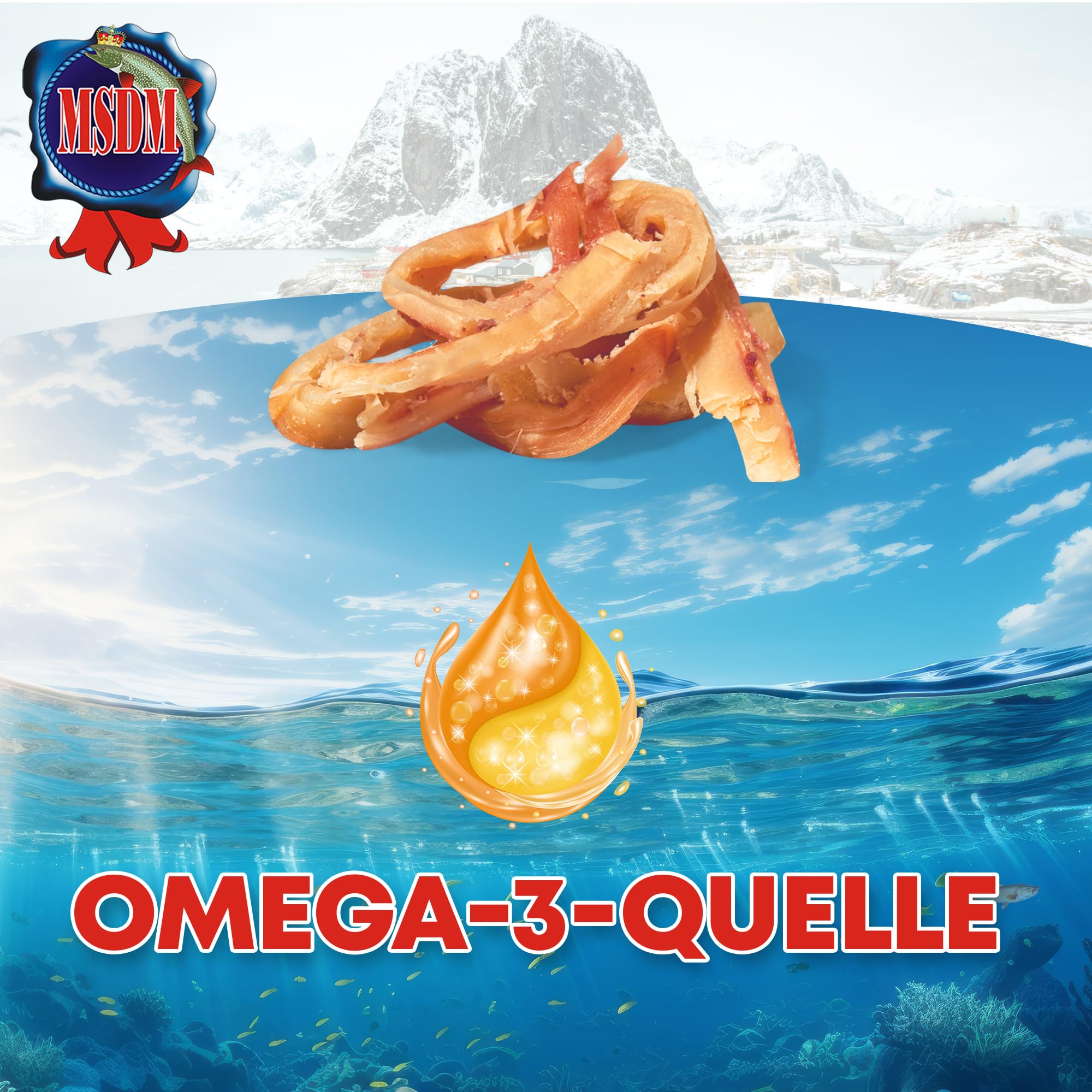 MSDM Peruanischer Tintenfisch 1kg - Fisch Jerky I High Protein I Snacks I Trockenfisch Omega 3 I Beef Jerky, Trockenfleisch & Chips Alternative Salat Topping
