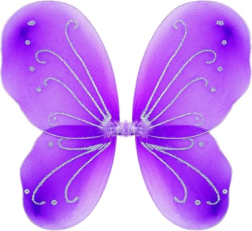 Miniatura 1 de NENMATTE Alas de hadas para niñas, alas de ángel brillantes, alas de hada de mariposa para fiesta de cumpleaños, disfraz de Halloween