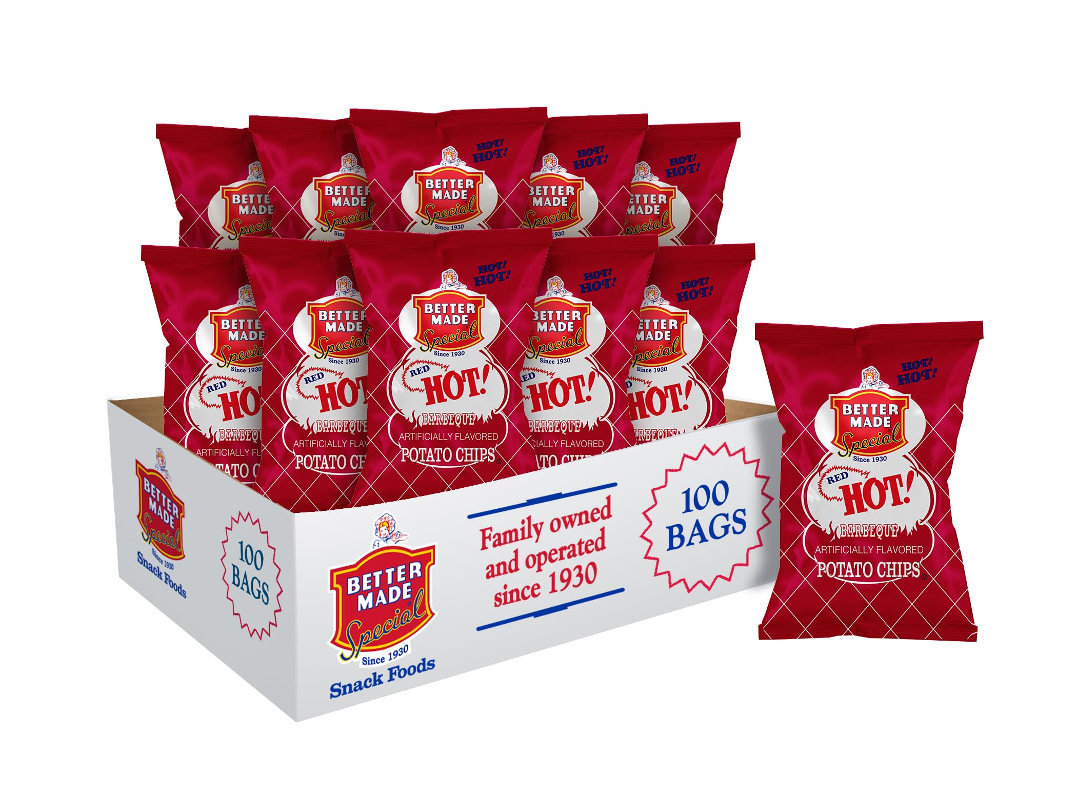 Better Made Special Red HOT BBQ Flavor Potato Chips 1oz - 100 Bags