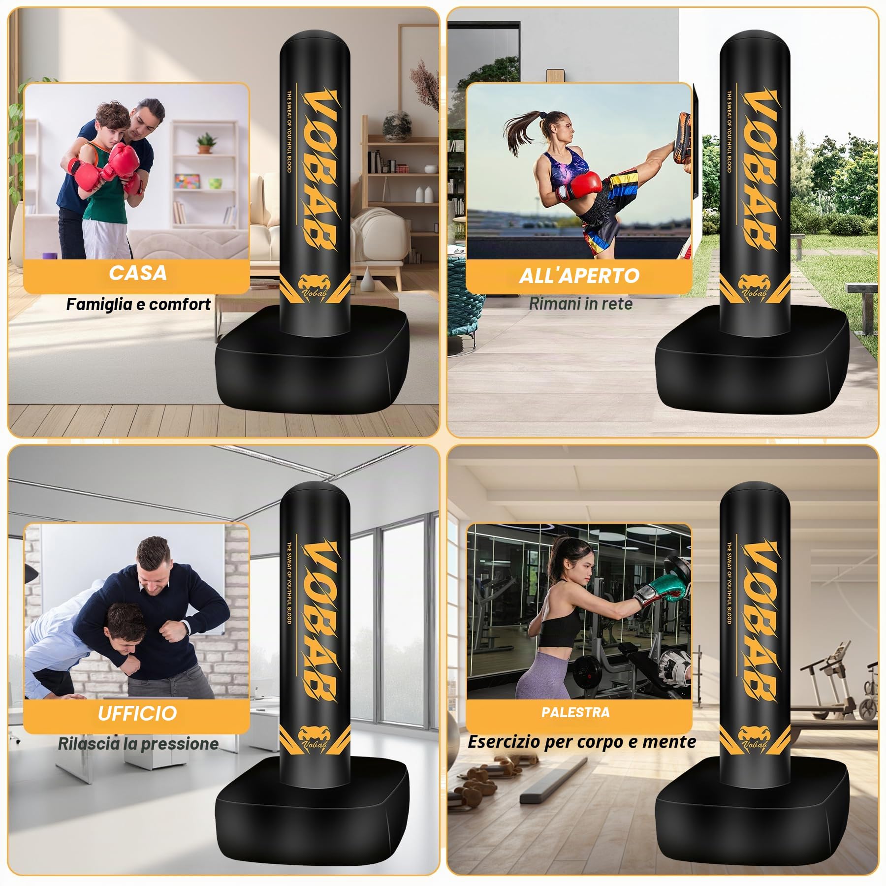 Sacco da boxe pesante con base quadrata, sacco da boxe, guantoni da boxe, pompa, confezione regalo di alta qualità per casa, palestra, MMA, fitness, sacco da boxe gonfiabile da uomo