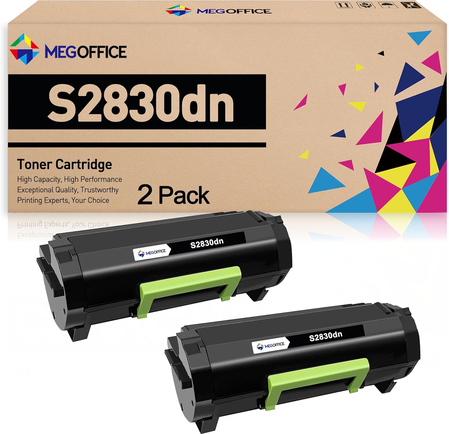 Compatible Toner Cartridge Replacement for Dell S2830 593-BBYO.‎593-BBYP 593-BBYQ 3RDYK CH00D GGCTW for Dell S2830dn 2830dn 2830 dn Printer (2 Black)
