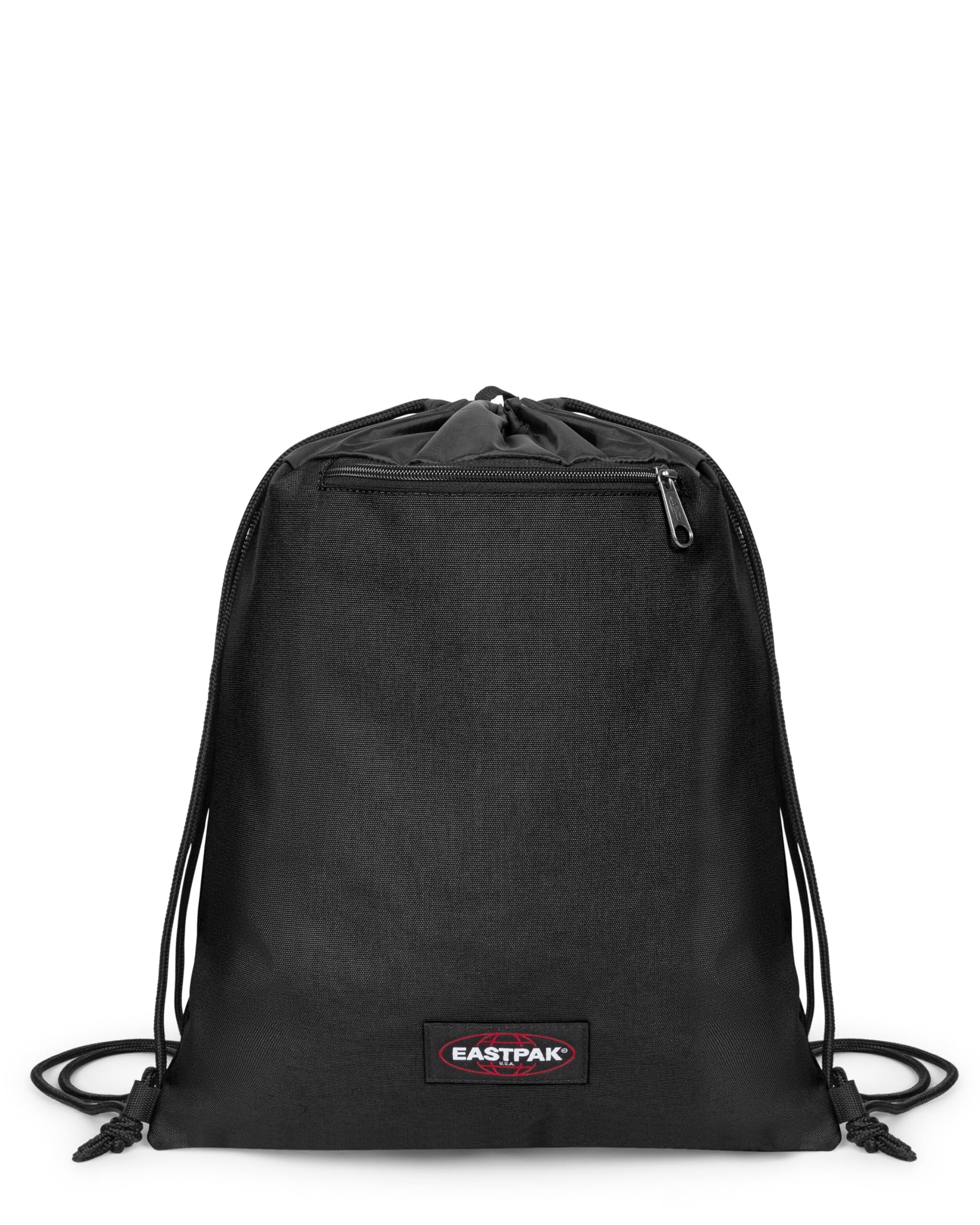 Eastpak JYMLER Drawstring Gym Bag – Lightweight Sports Sack with Zipped Front Pocket and Water-Repellent Fabric, 15 L - Black